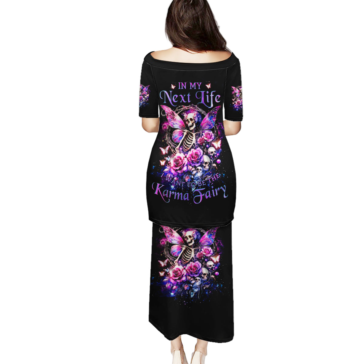 Fairy Skull Family Matching Puletasi and Hawaiian Shirt In My Next Life I Want To Be The Karma Fairy - Wonder Print Shop