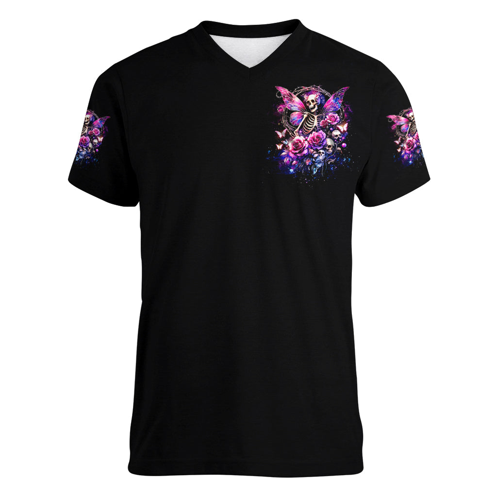 Fairy Skull Women V Neck T Shirt In My Next Life I Want To Be The Karma Fairy - Wonder Print Shop