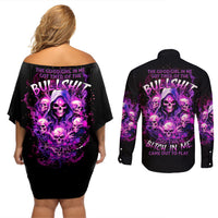 Witch Skull Couples Matching Off Shoulder Short Dress and Long Sleeve Button Shirt The Good Girl In Me Got Tired Of The Bullshit - Wonder Print Shop