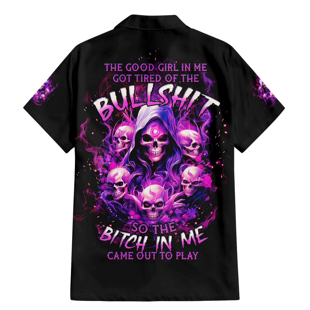 Witch Skull Family Matching Mermaid Dress and Hawaiian Shirt The Good Girl In Me Got Tired Of The Bullshit - Wonder Print Shop