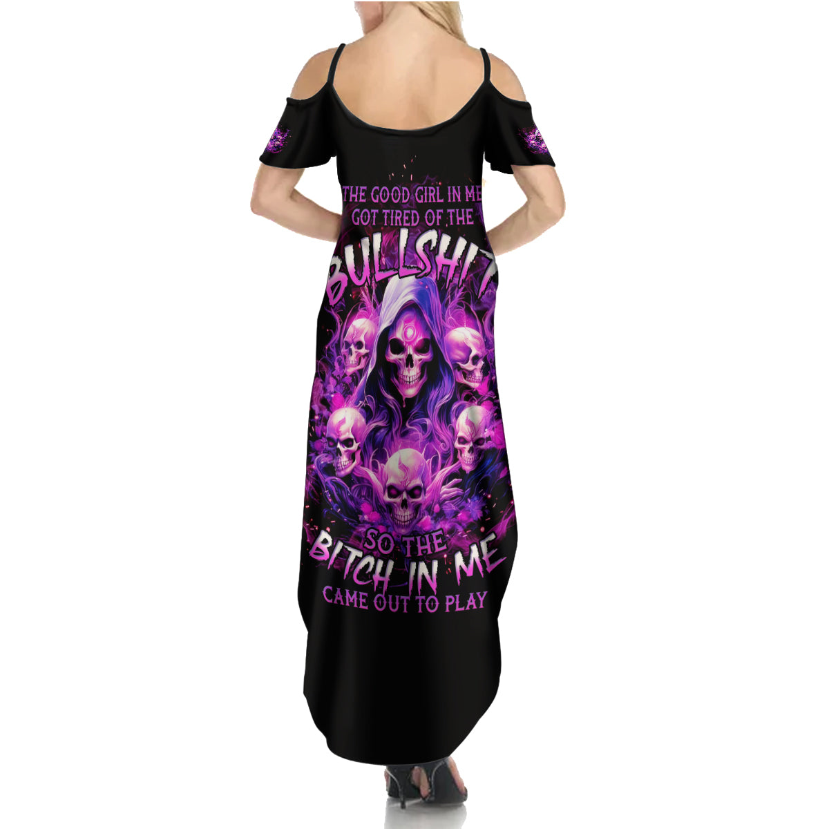 Witch Skull Family Matching Summer Maxi Dress and Hawaiian Shirt The Good Girl In Me Got Tired Of The Bullshit - Wonder Print Shop