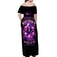 Witch Skull Off Shoulder Maxi Dress The Good Girl In Me Got Tired Of The Bullshit - Wonder Print Shop