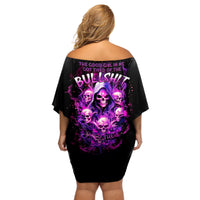 Witch Skull Off Shoulder Short Dress The Good Girl In Me Got Tired Of The Bullshit - Wonder Print Shop