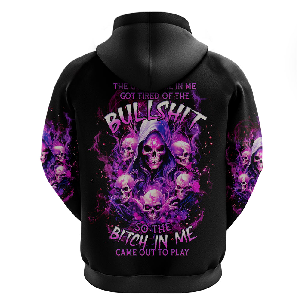 Witch Skull Zip Hoodie The Good Girl In Me Got Tired Of The Bullshit - Wonder Print Shop