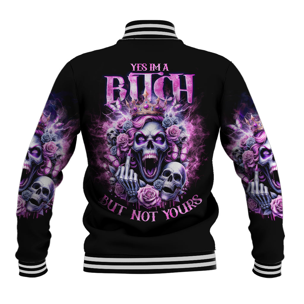 Queen Skull Baseball Jacket Yes I'm A Bitch But Not Yours - Wonder Print Shop