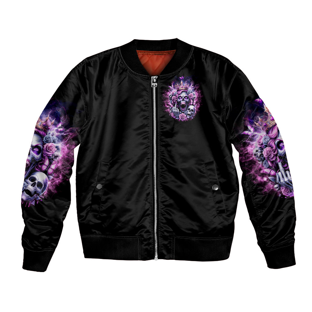 Queen Skull Bomber Jacket Yes I'm A Bitch But Not Yours - Wonder Print Shop