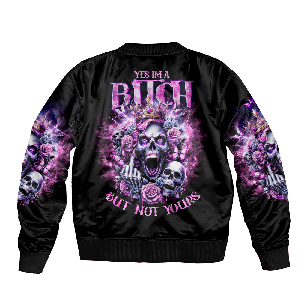 Queen Skull Bomber Jacket Yes I'm A Bitch But Not Yours - Wonder Print Shop