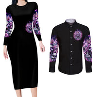 Queen Skull Couples Matching Long Sleeve Bodycon Dress and Long Sleeve Button Shirt Yes I'm A Bitch But Not Yours - Wonder Print Shop