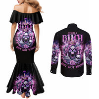 Queen Skull Couples Matching Mermaid Dress and Long Sleeve Button Shirt Yes I'm A Bitch But Not Yours