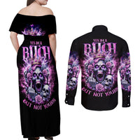 Queen Skull Couples Matching Off Shoulder Maxi Dress and Long Sleeve Button Shirt Yes I'm A Bitch But Not Yours - Wonder Print Shop