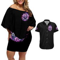 Queen Skull Couples Matching Off Shoulder Short Dress and Hawaiian Shirt Yes I'm A Bitch But Not Yours - Wonder Print Shop
