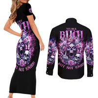 Queen Skull Couples Matching Short Sleeve Bodycon Dress and Long Sleeve Button Shirt Yes I'm A Bitch But Not Yours - Wonder Print Shop