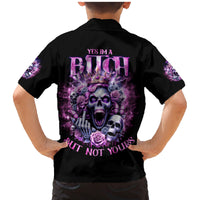 Queen Skull Family Matching Mermaid Dress and Hawaiian Shirt Yes I'm A Bitch But Not Yours - Wonder Print Shop