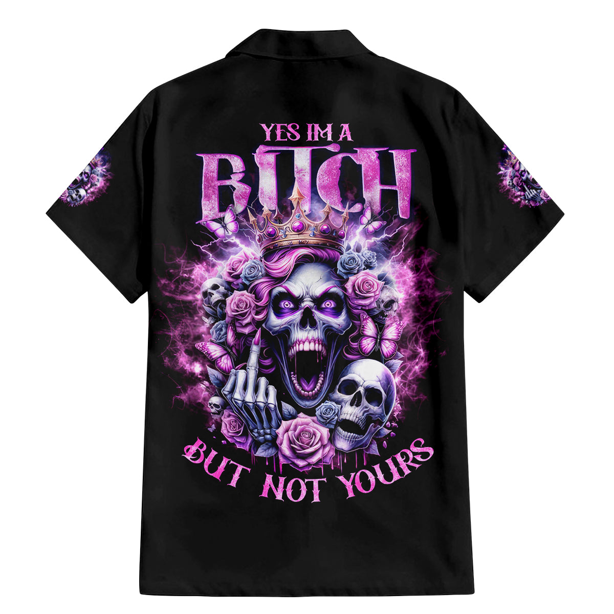 Queen Skull Family Matching Mermaid Dress and Hawaiian Shirt Yes I'm A Bitch But Not Yours - Wonder Print Shop