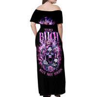 Queen Skull Off Shoulder Maxi Dress Yes I'm A Bitch But Not Yours - Wonder Print Shop