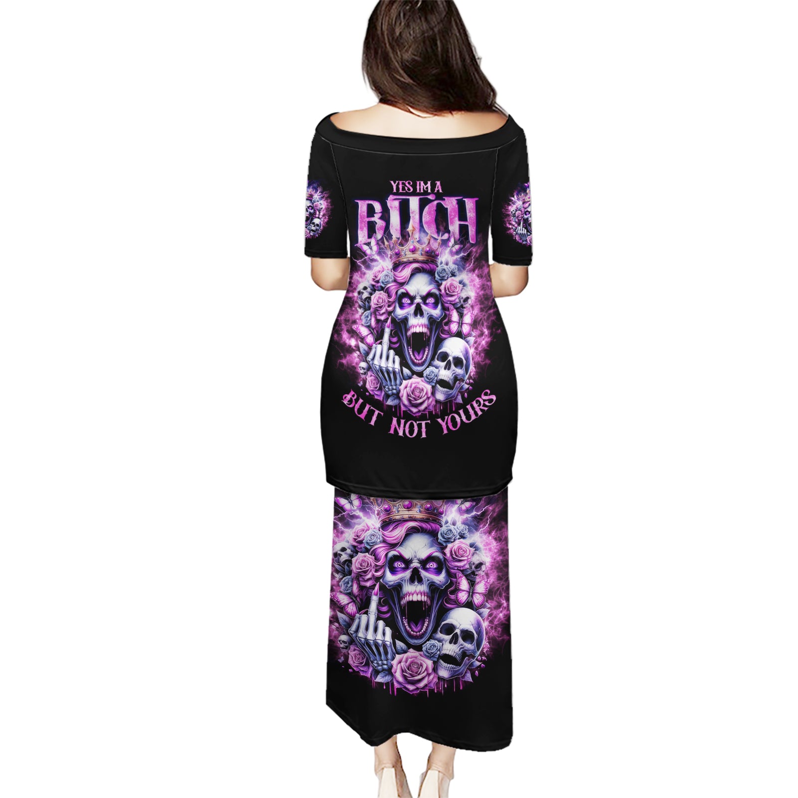 Queen Skull Puletasi Yes I'm A Bitch But Not Yours - Wonder Print Shop
