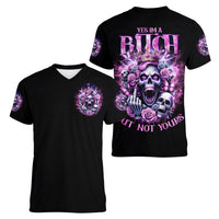 Queen Skull Women V Neck T Shirt Yes I'm A Bitch But Not Yours - Wonder Print Shop