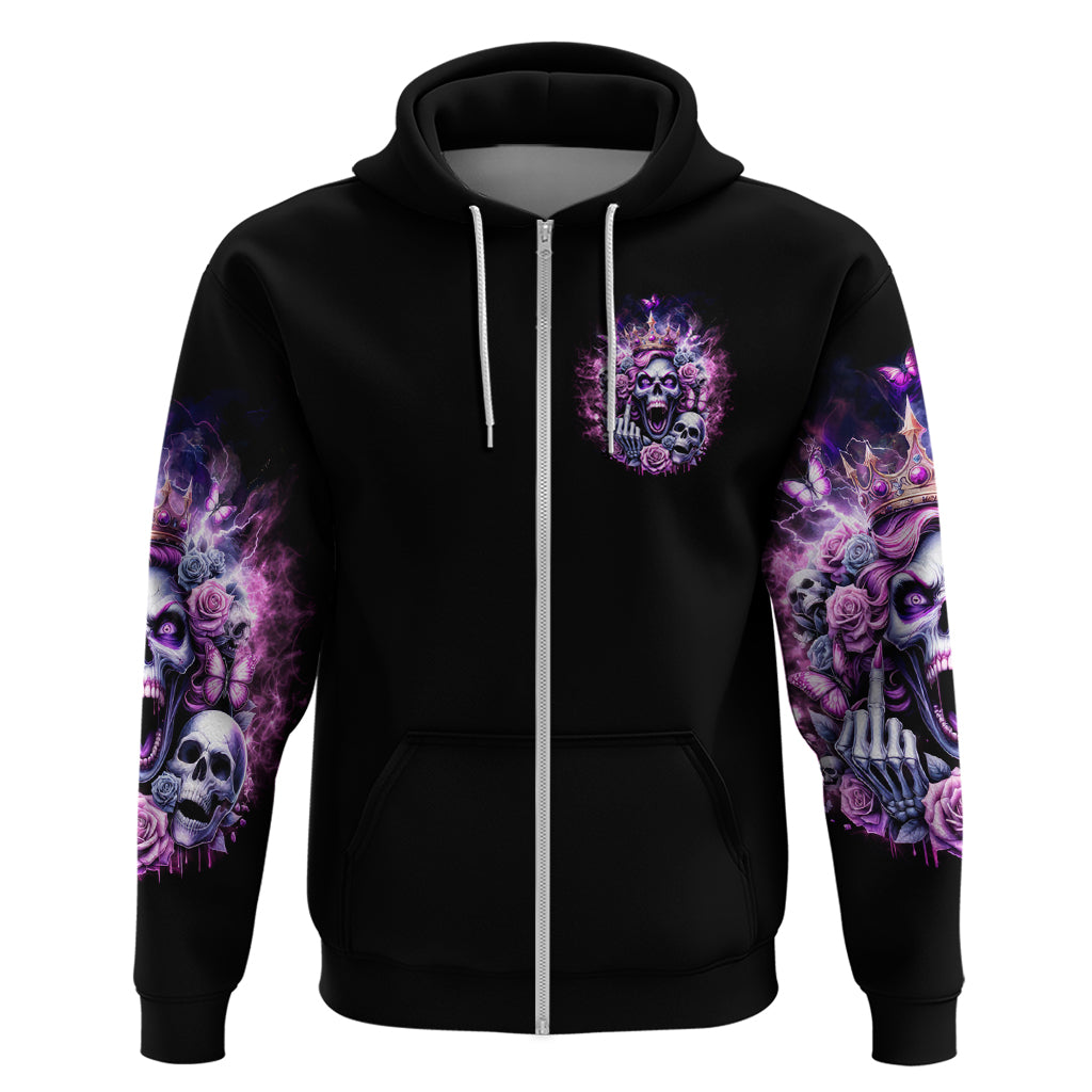 Queen Skull Zip Hoodie Yes I'm A Bitch But Not Yours - Wonder Print Shop