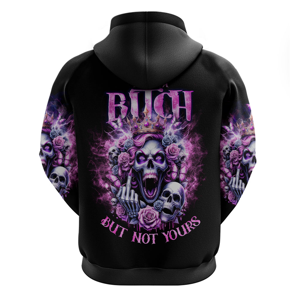 Queen Skull Zip Hoodie Yes I'm A Bitch But Not Yours - Wonder Print Shop