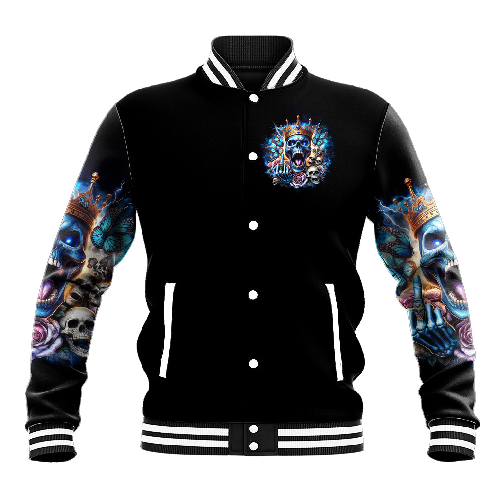 King Skull Baseball Jacket Yes I'm Asshole But Not Yours - Wonder Print Shop