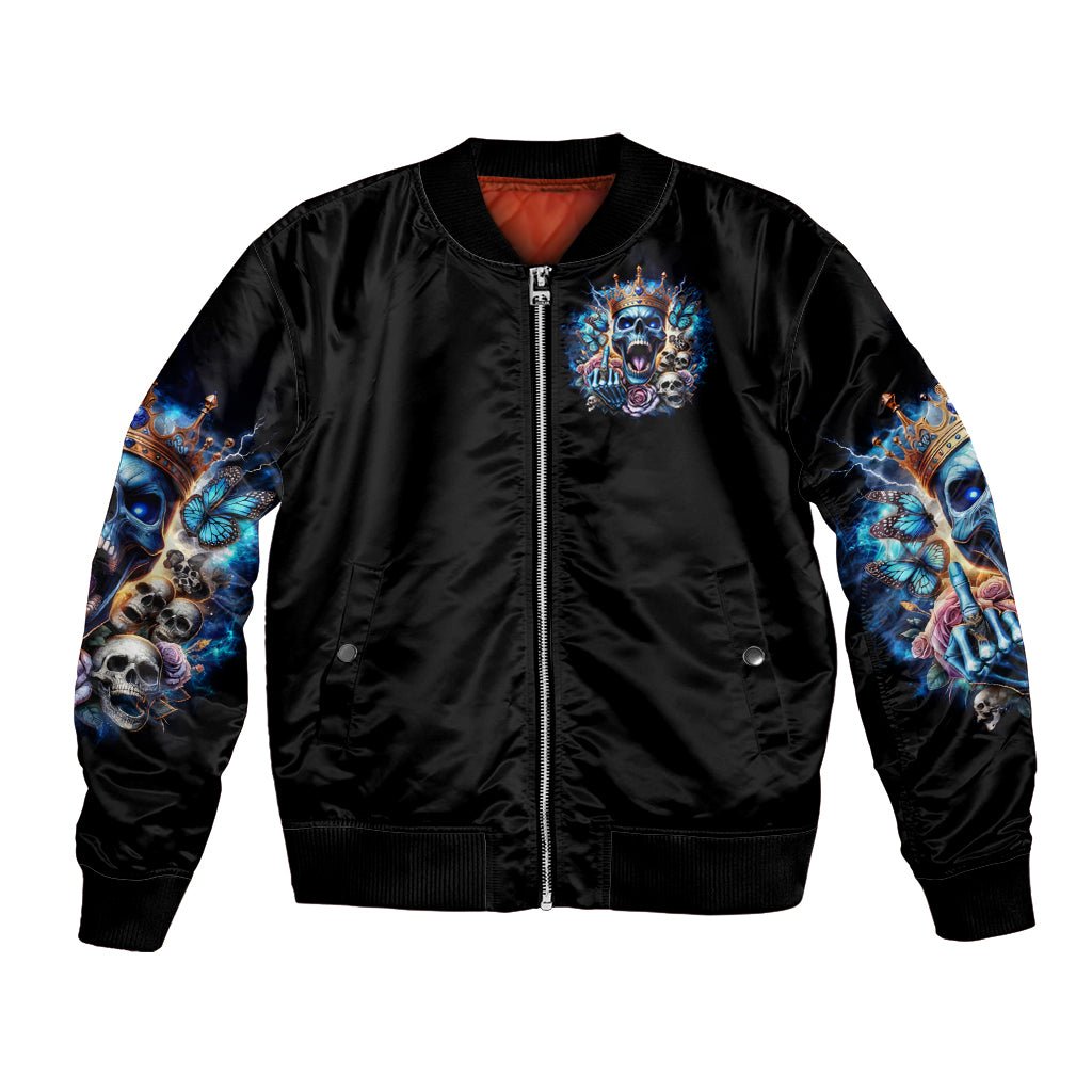 King Skull Bomber Jacket Yes I'm Asshole But Not Yours - Wonder Print Shop