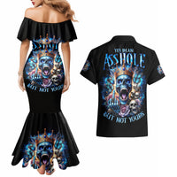 King Skull Couples Matching Mermaid Dress and Hawaiian Shirt Yes I'm Asshole But Not Yours - Wonder Print Shop