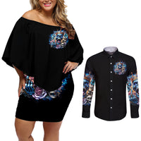King Skull Couples Matching Off Shoulder Short Dress and Long Sleeve Button Shirt Yes I'm Asshole But Not Yours - Wonder Print Shop