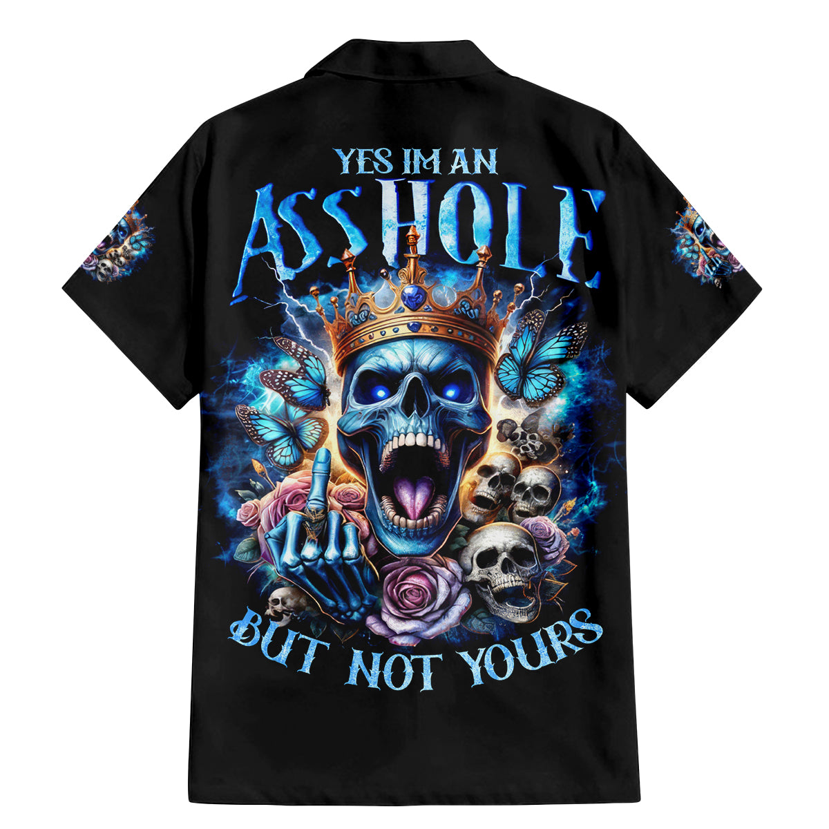 King Skull Family Matching Mermaid Dress and Hawaiian Shirt Yes I'm Asshole But Not Yours - Wonder Print Shop