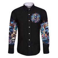 King Skull Family Matching Off Shoulder Long Sleeve Dress and Hawaiian Shirt Yes I'm Asshole But Not Yours - Wonder Print Shop