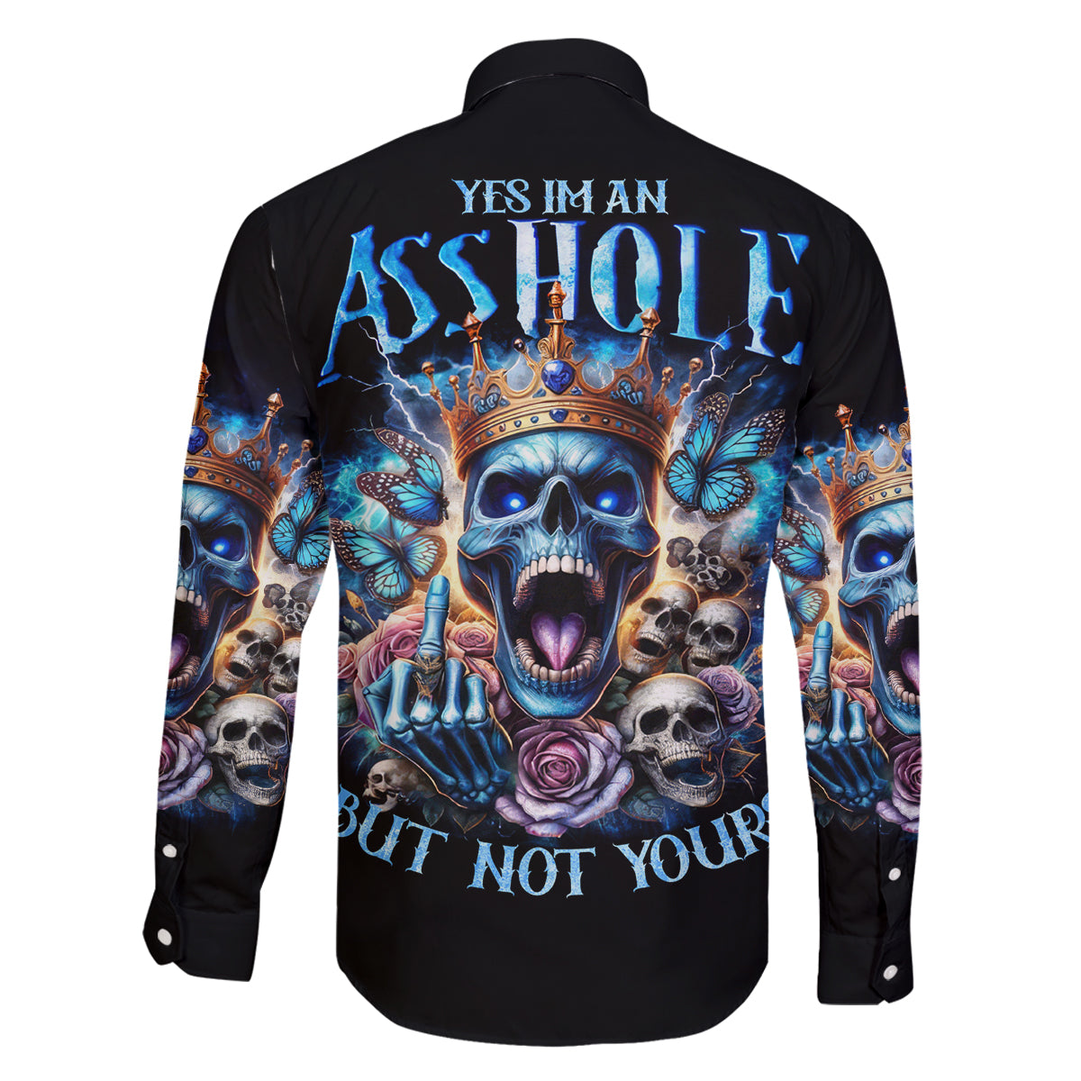 King Skull Family Matching Puletasi and Hawaiian Shirt Yes I'm Asshole But Not Yours - Wonder Print Shop