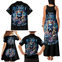 King Skull Family Matching Tank Maxi Dress and Hawaiian Shirt Yes I'm Asshole But Not Yours - Wonder Print Shop