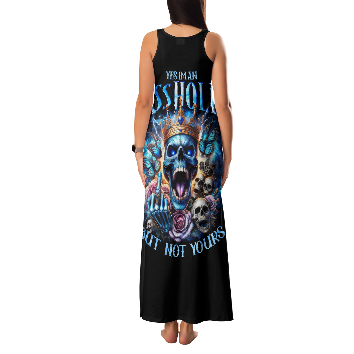King Skull Family Matching Tank Maxi Dress and Hawaiian Shirt Yes I'm Asshole But Not Yours - Wonder Print Shop