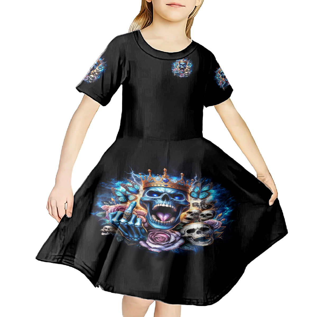 King Skull Kid Short Sleeve Dress Yes I'm Asshole But Not Yours - Wonder Print Shop