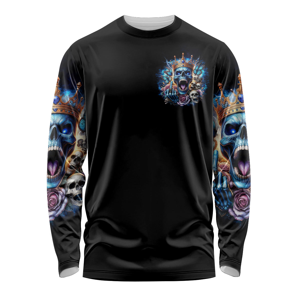 King Skull Long Sleeve Shirt Yes I'm Asshole But Not Yours - Wonder Print Shop