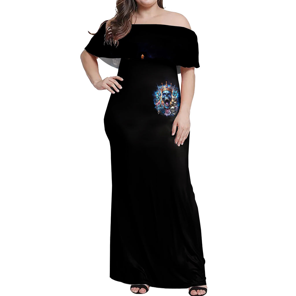 King Skull Off Shoulder Maxi Dress Yes I'm Asshole But Not Yours - Wonder Print Shop