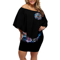 King Skull Off Shoulder Short Dress Yes I'm Asshole But Not Yours - Wonder Print Shop