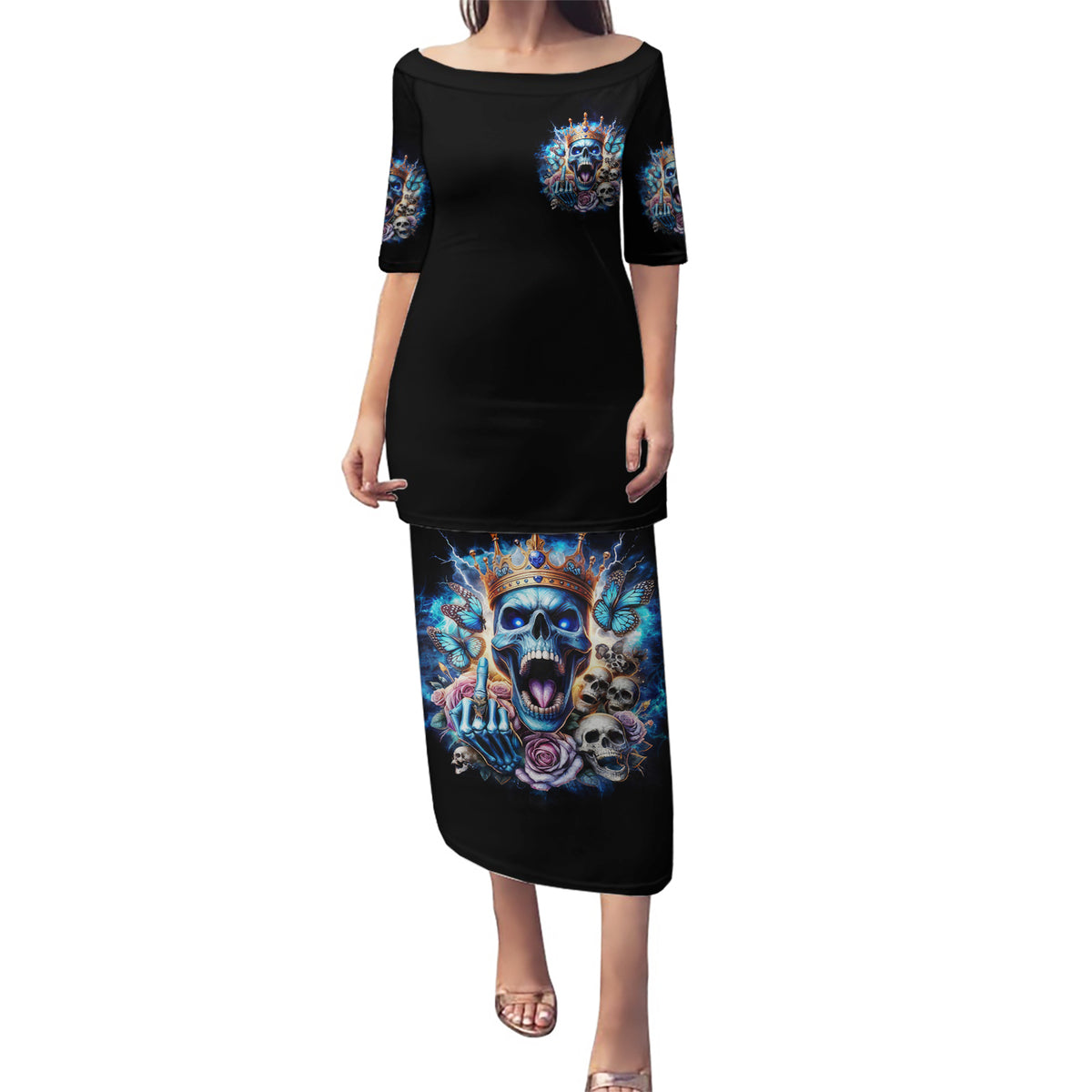 King Skull Puletasi Yes I'm Asshole But Not Yours - Wonder Print Shop