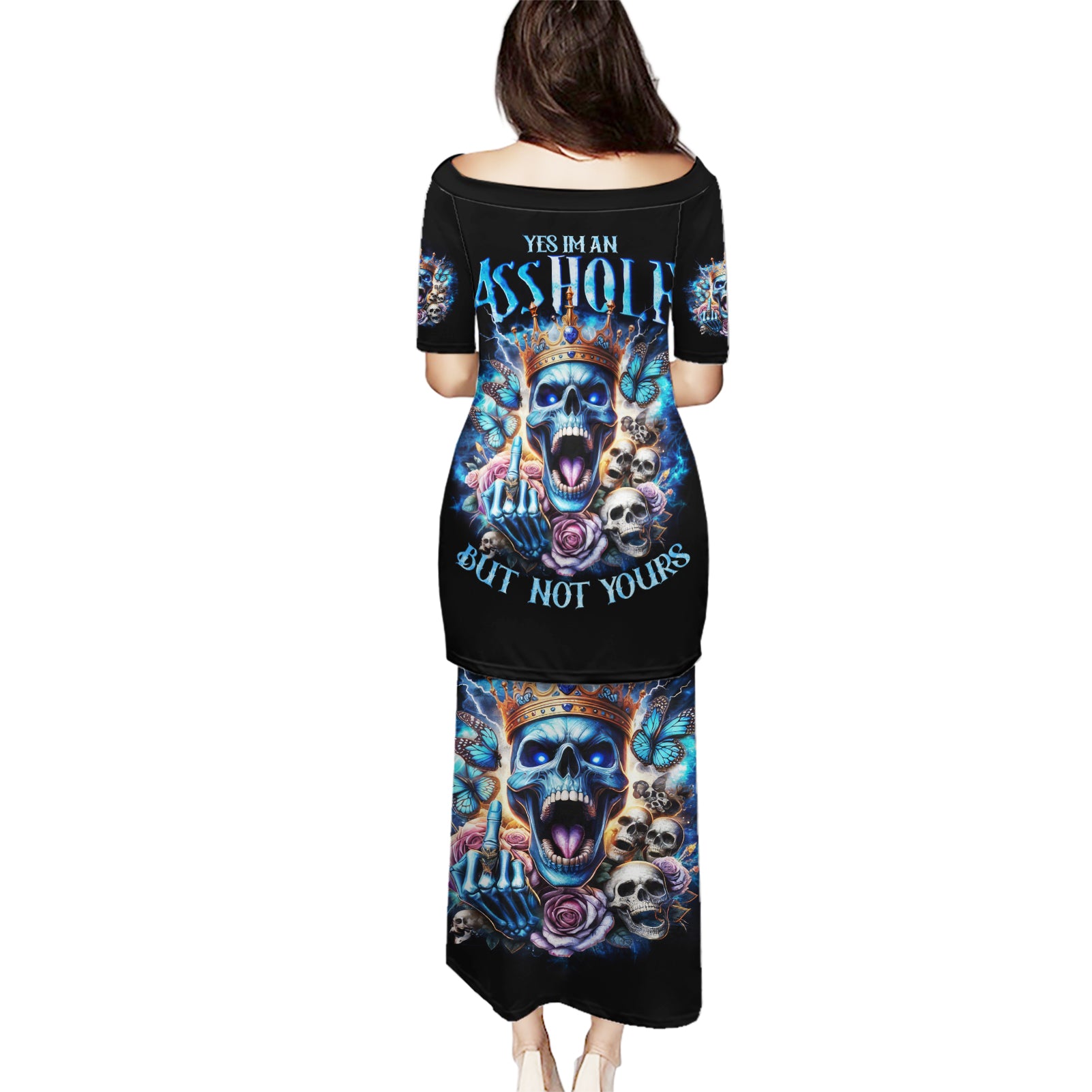 King Skull Puletasi Yes I'm Asshole But Not Yours - Wonder Print Shop