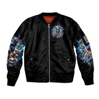 King Skull Sleeve Zip Bomber Jacket Yes I'm Asshole But Not Yours - Wonder Print Shop