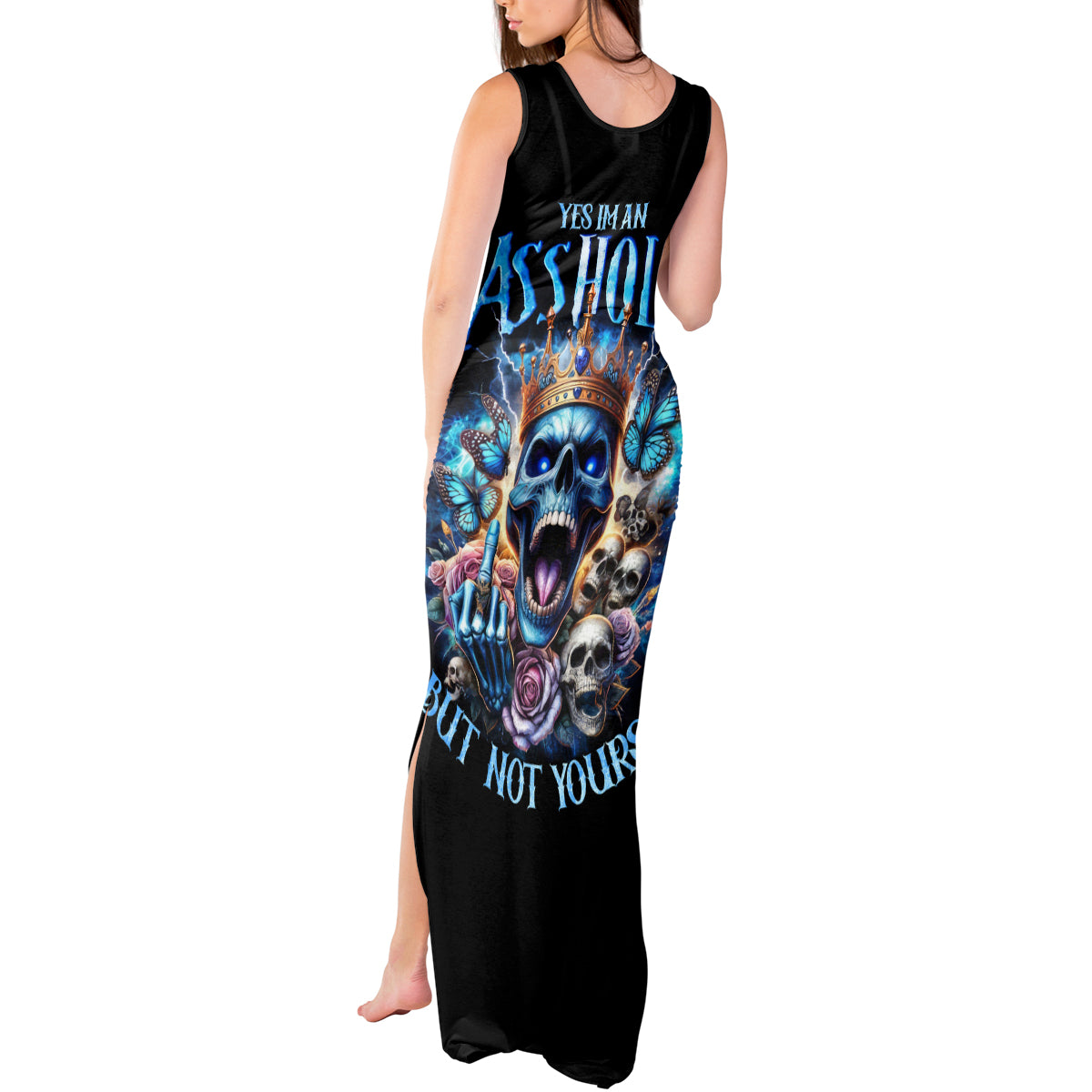 King Skull Tank Maxi Dress Yes I'm Asshole But Not Yours - Wonder Print Shop