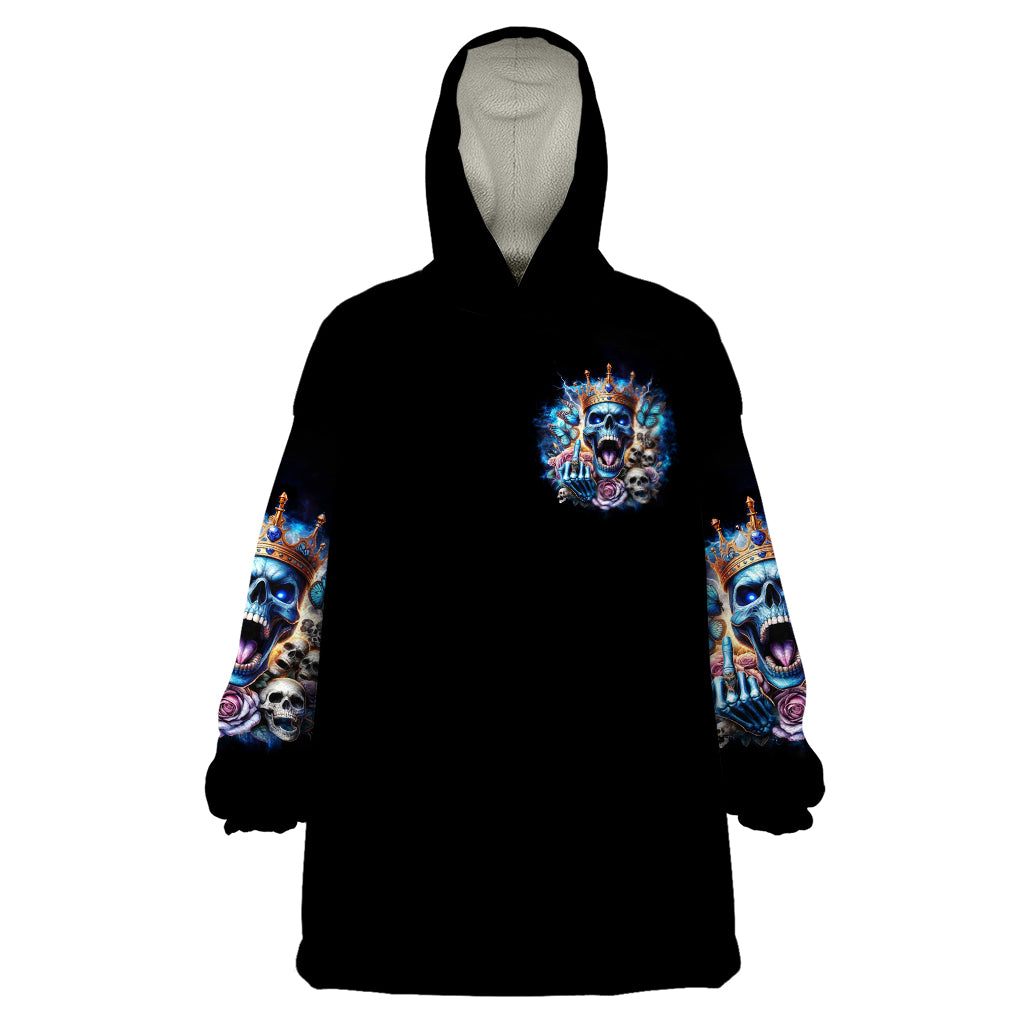 King Skull Wearable Blanket Hoodie Yes I'm Asshole But Not Yours - Wonder Print Shop