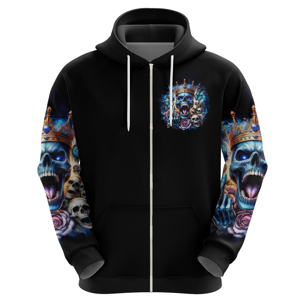 King Skull Zip Hoodie Yes I'm Asshole But Not Yours - Wonder Print Shop