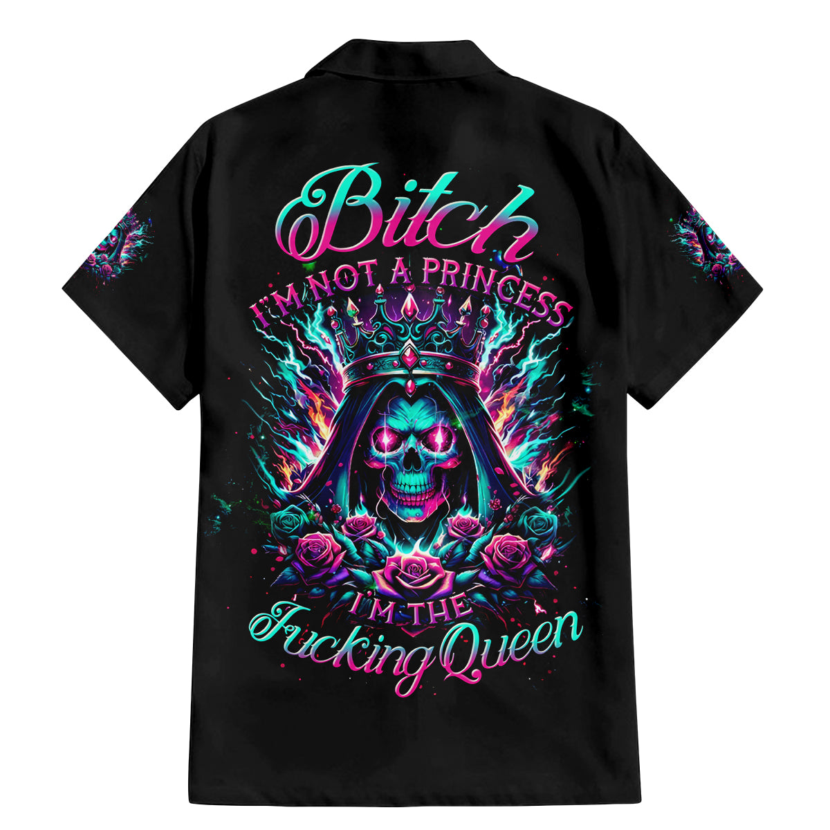 Queen Skull Family Matching Mermaid Dress and Hawaiian Shirt Bitch I'm Not A Princess I'm The Fucking Queen - Wonder Print Shop
