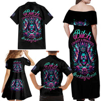 Queen Skull Family Matching Off Shoulder Maxi Dress and Hawaiian Shirt Bitch I'm Not A Princess I'm The Fucking Queen - Wonder Print Shop