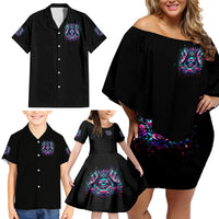 Queen Skull Family Matching Off Shoulder Short Dress and Hawaiian Shirt Bitch I'm Not A Princess I'm The Fucking Queen - Wonder Print Shop