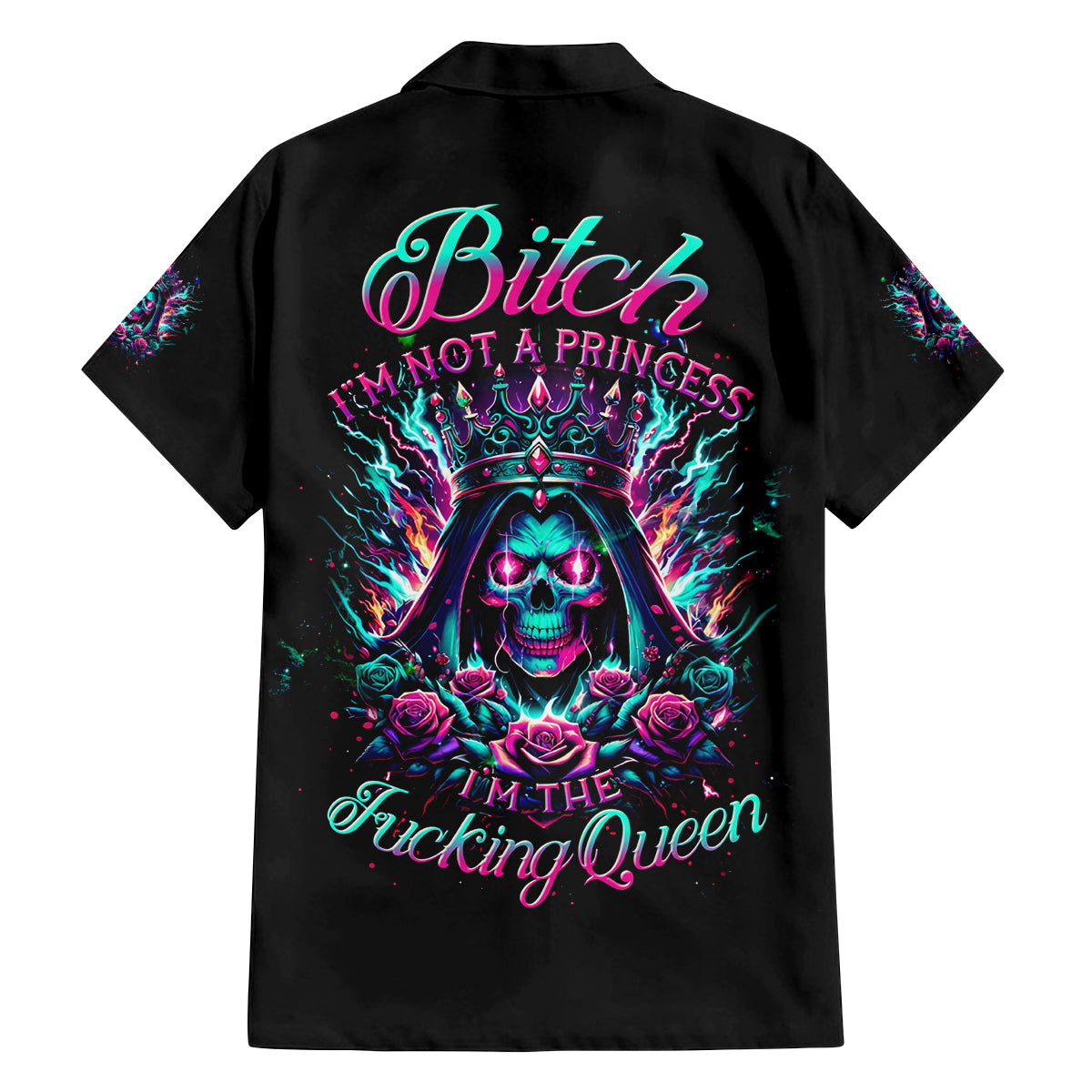 Queen Skull Family Matching Summer Maxi Dress and Hawaiian Shirt Bitch I'm Not A Princess I'm The Fucking Queen - Wonder Print Shop