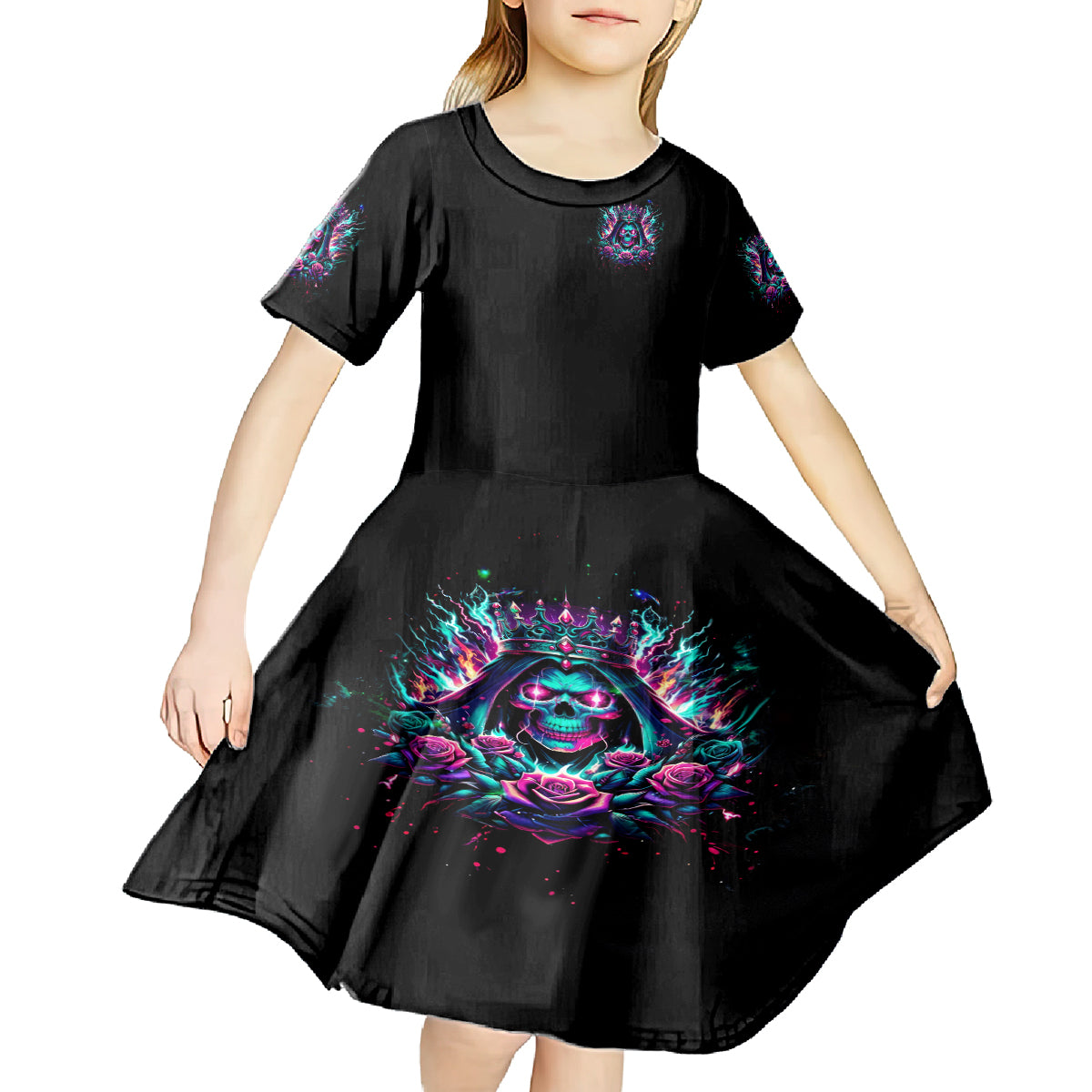 Queen Skull Kid Short Sleeve Dress Bitch I'm Not A Princess I'm The Fucking Queen - Wonder Print Shop