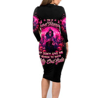 Reaper Skull Family Matching Long Sleeve Bodycon Dress and Hawaiian Shirt I'm A Good Person But Don't Give Me A Reason To Show My Evil - Wonder Print Shop