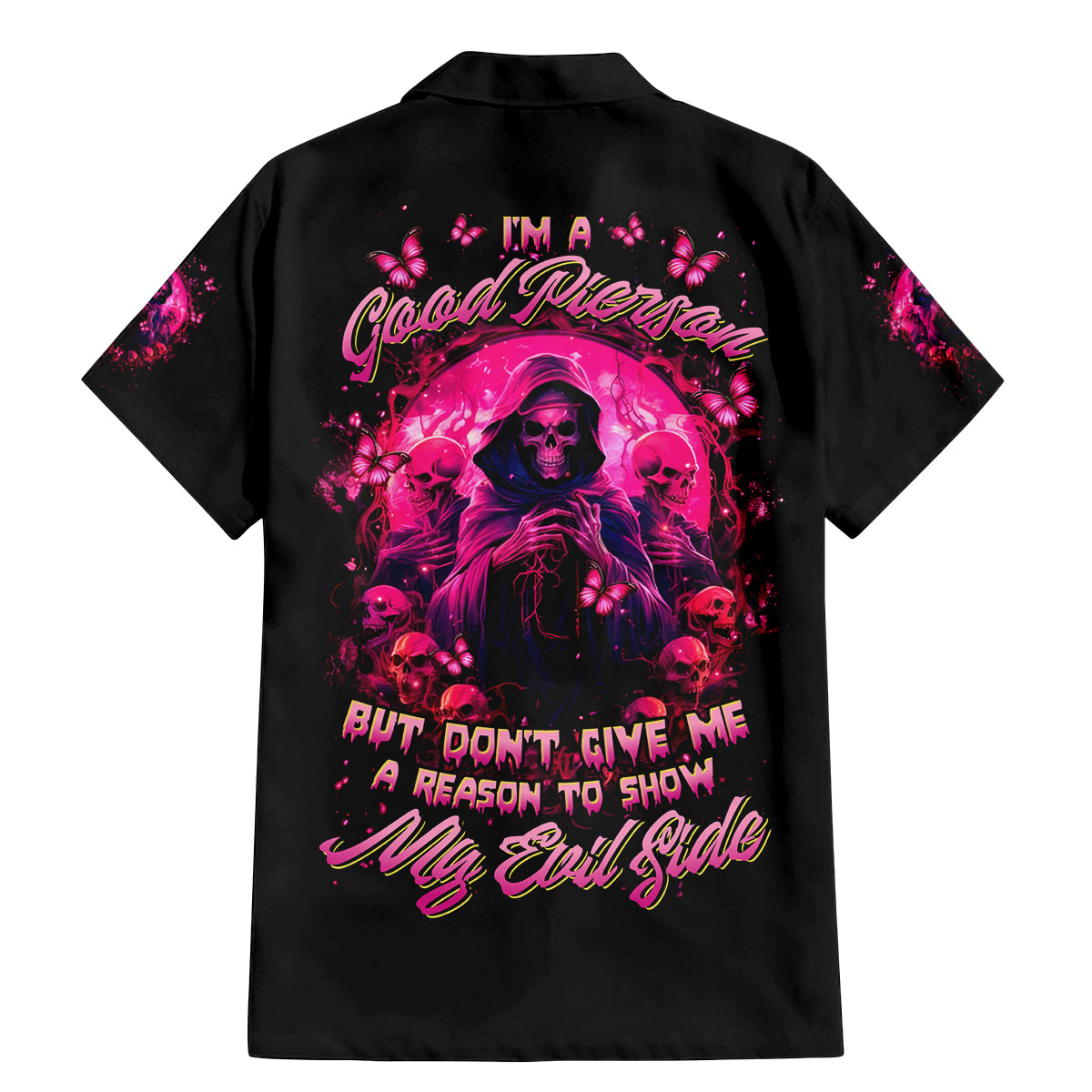 Reaper Skull Family Matching Mermaid Dress and Hawaiian Shirt I'm A Good Person But Don't Give Me A Reason To Show My Evil - Wonder Print Shop