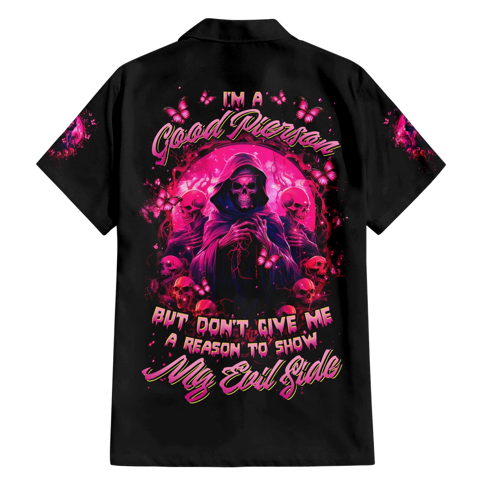 Reaper Skull Hawaiian Shirt I'm A Good Person But Don't Give Me A Reason To Show My Evil - Wonder Print Shop